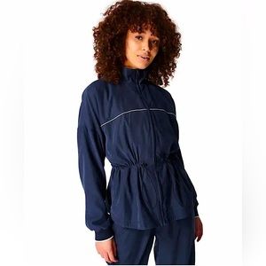 Sweaty Betty Navy Blue Zip-Up Drawstring Jacket